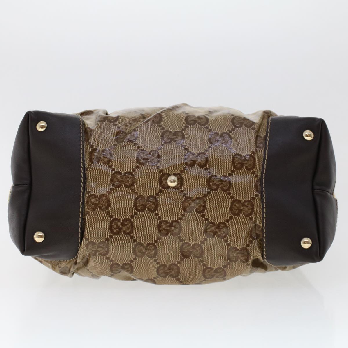 Gucci GG Canvas Hand Bag Coated Canvas Beige Dark Brown 223962  hk739