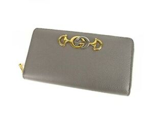 Gucci Horse Bit Zip Around Wallet in Dusty Gray
