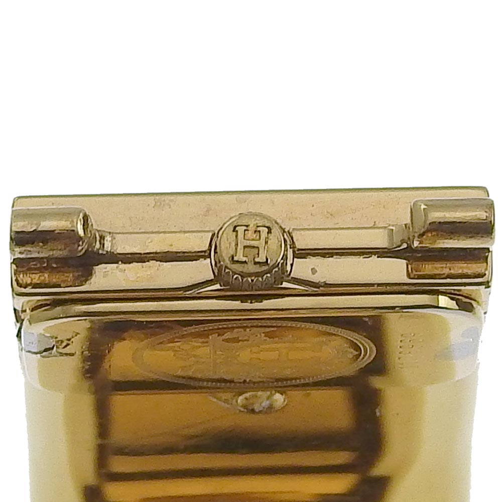 HERMES Watches Quartz LO1.201 Plated Gold Green Cloisonne Location gold dial Women Used