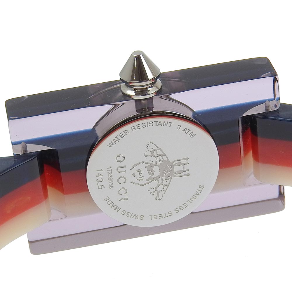 GUCCI Watches Quartz 143.5 Stainless Steel, Plastic White / red / navy Bangle watch Vintage web Silver shell dial Women Used