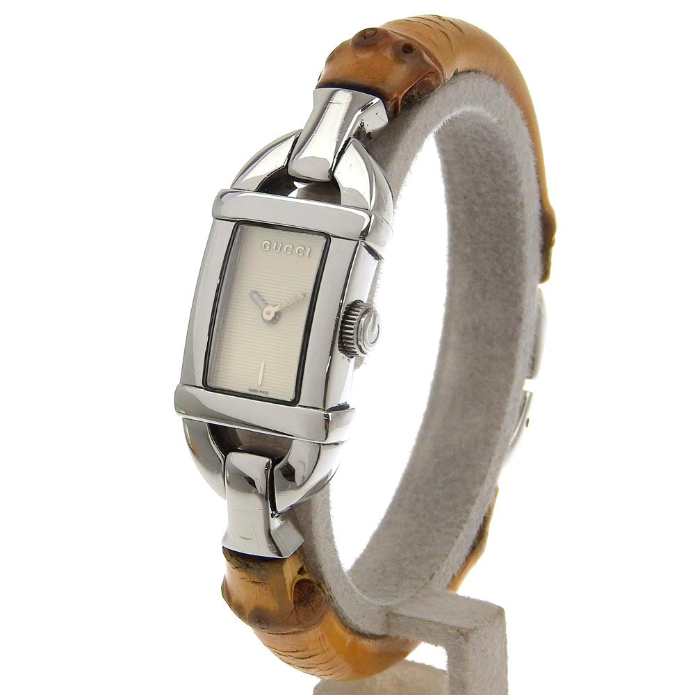 GUCCI Watches Quartz 6800L Stainless Steel, Bamboo beige Ivory dial Women Used