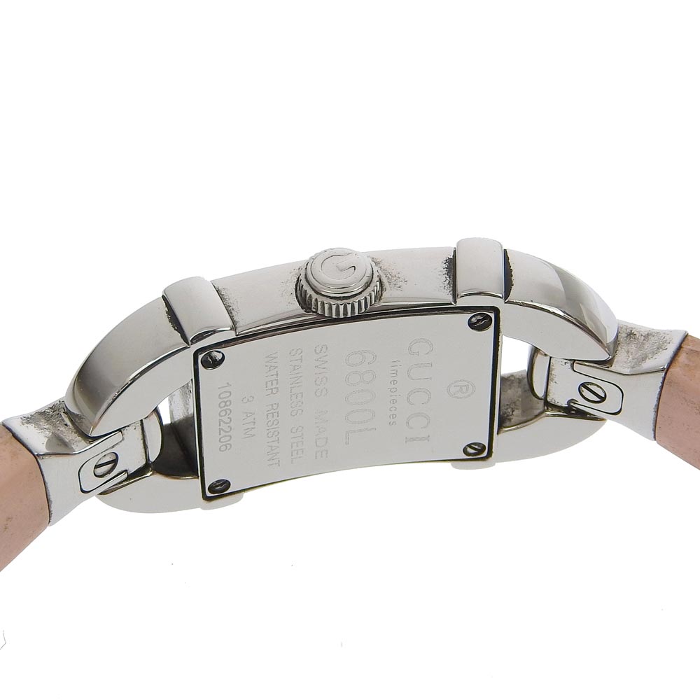 GUCCI Watches Quartz 6800L Stainless Steel, Rubber pink Bamboo White dial Women Used