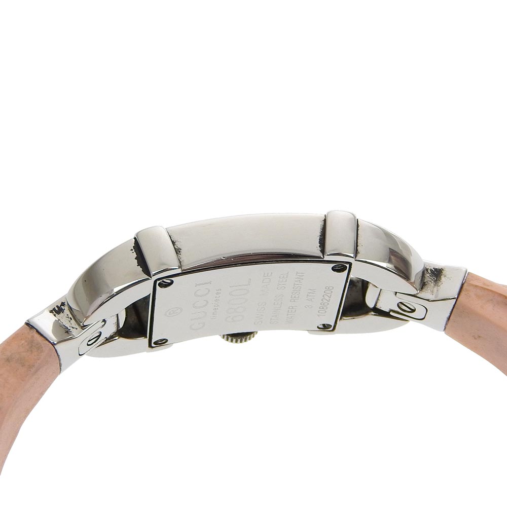 GUCCI Watches Quartz 6800L Stainless Steel, Rubber pink Bamboo White dial Women Used