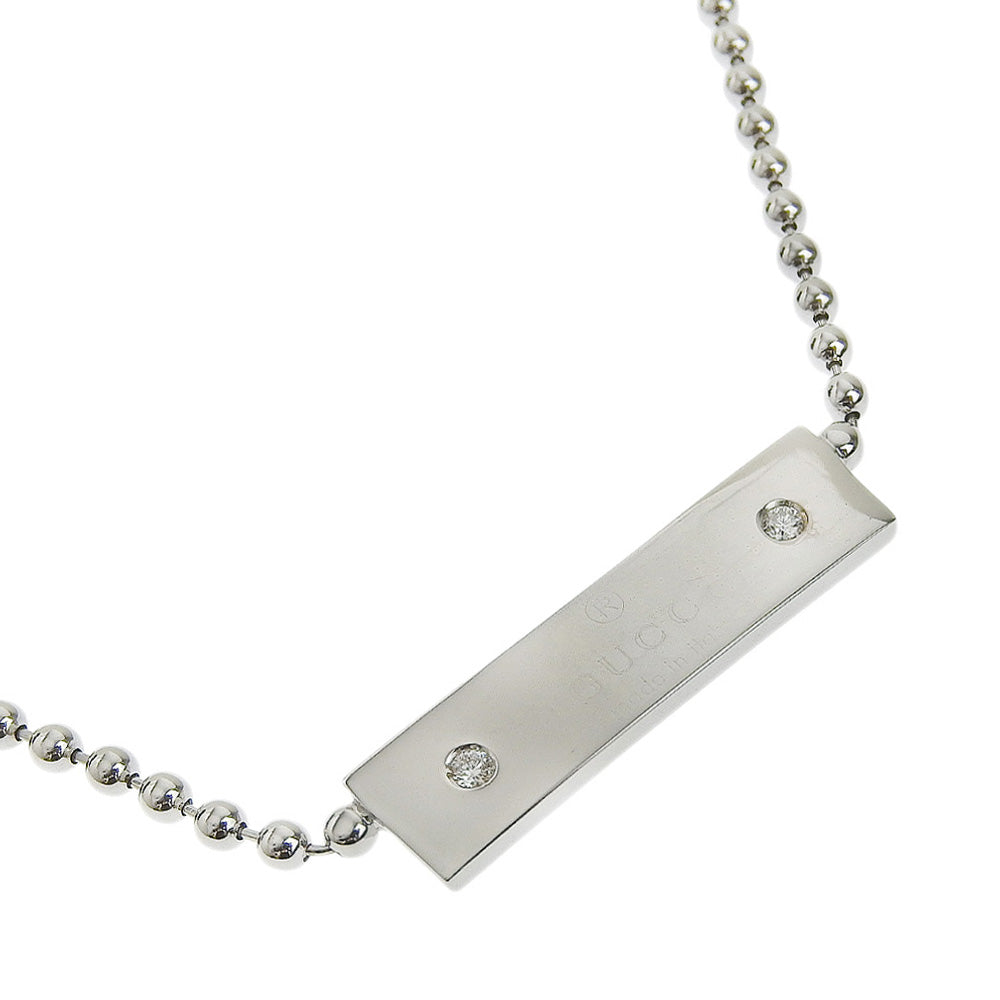 GUCCI Necklace K18 White Gold, Diamond Silver unisex(Unisex) Used