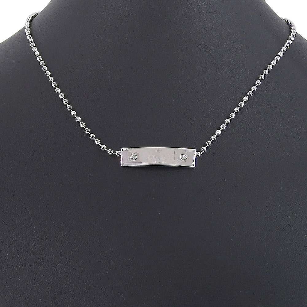 GUCCI Necklace K18 White Gold, Diamond Silver unisex(Unisex) Used