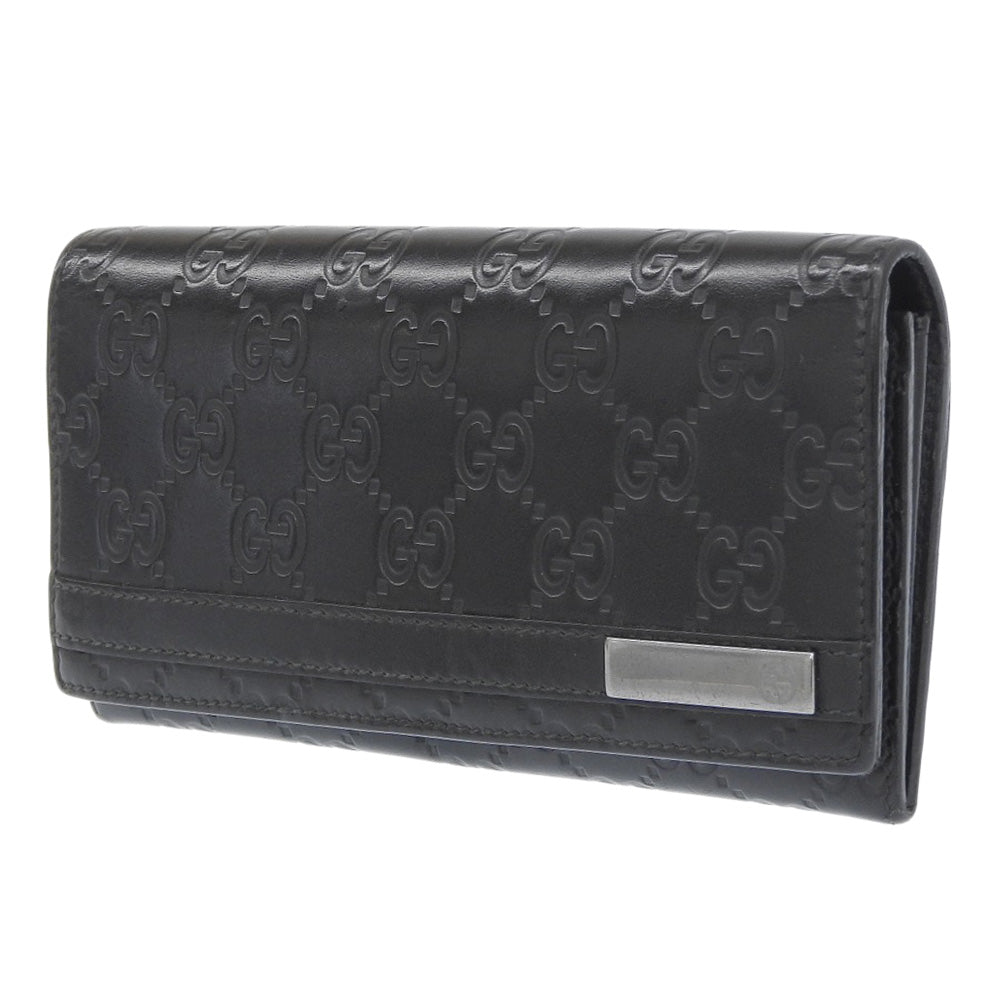 GUCCI Long Wallet Purse 233112 leather black GG Shima Women(Unisex) Used