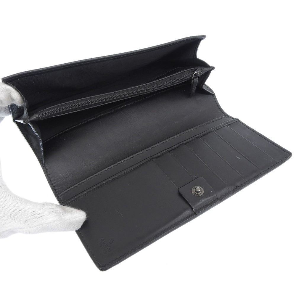 GUCCI Long Wallet Purse 233112 leather black GG Shima Women(Unisex) Used