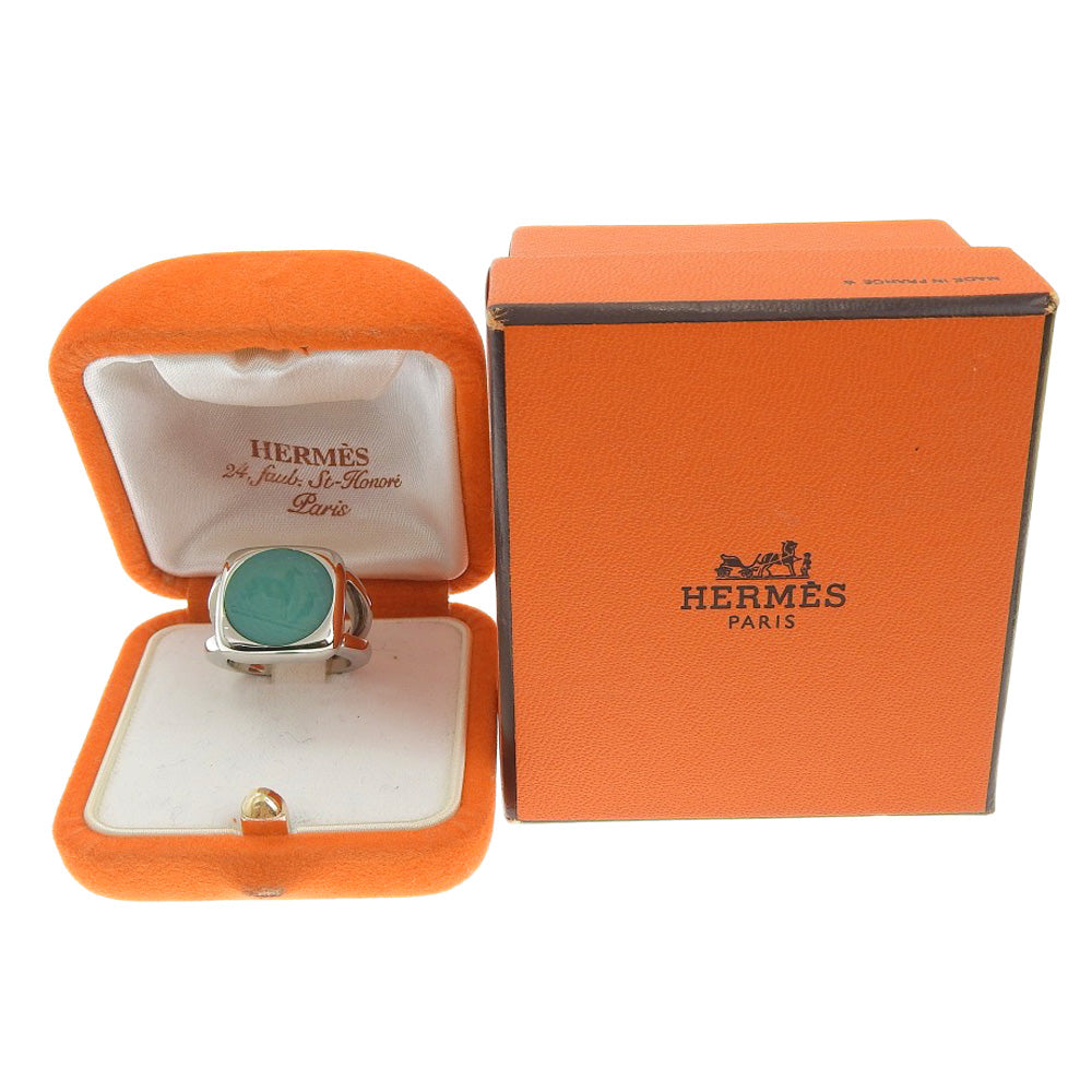HERMES Ring metallic Silver Corozo Women Used