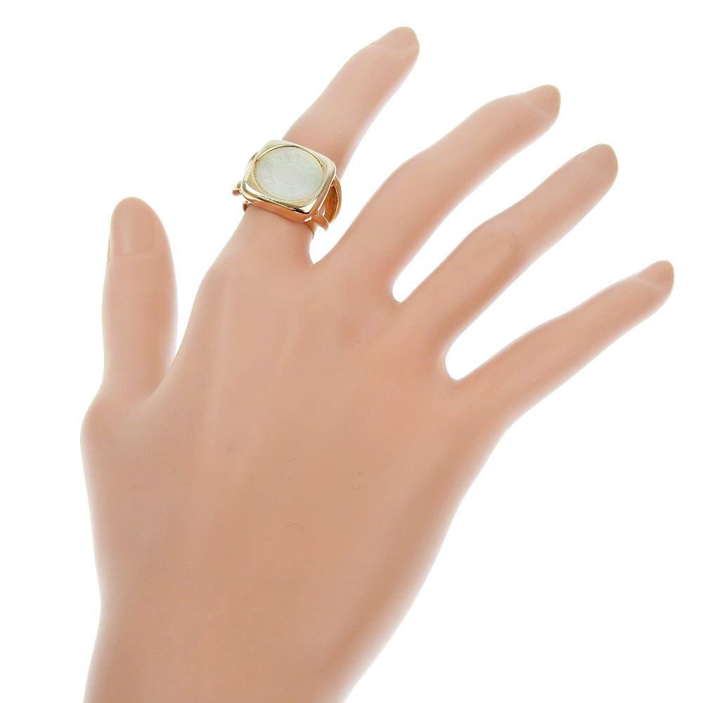 HERMES Ring Plated Gold, White Shell gold corozoserie Women Used