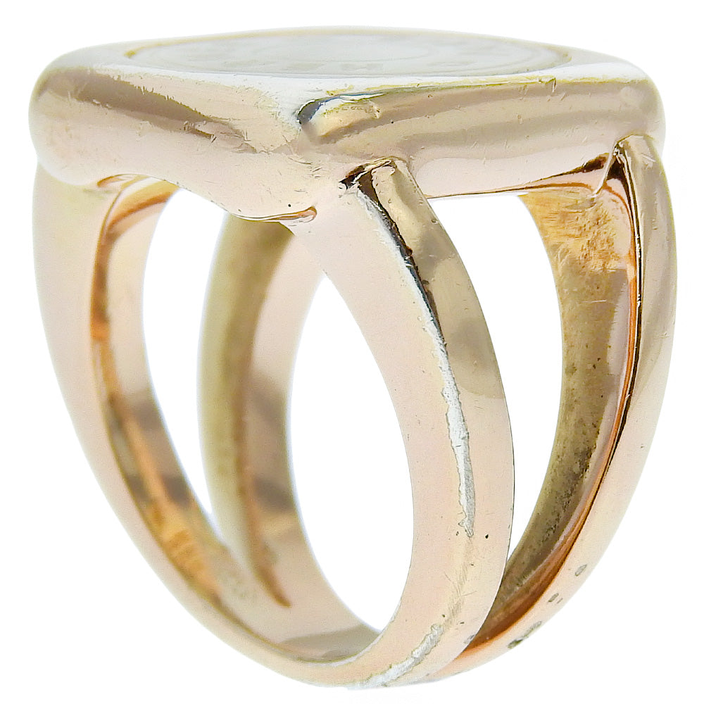 HERMES Ring Plated Gold, White Shell gold corozoserie Women Used