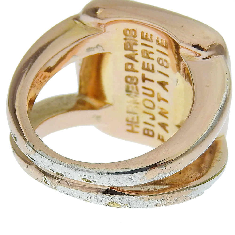 HERMES Ring Plated Gold, White Shell gold corozoserie Women Used