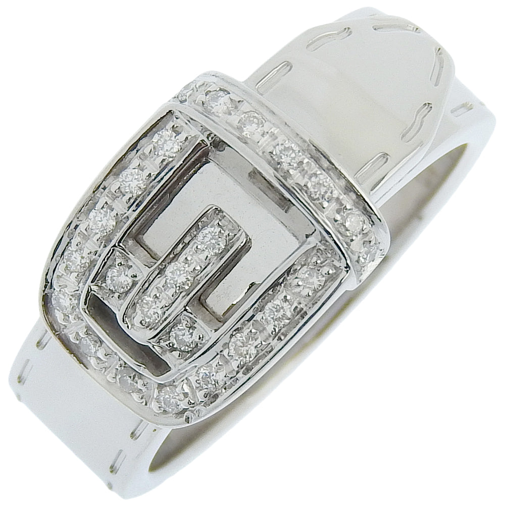 GUCCI Ring K18 White Gold, Diamond White gold belt ring Women 11 Used