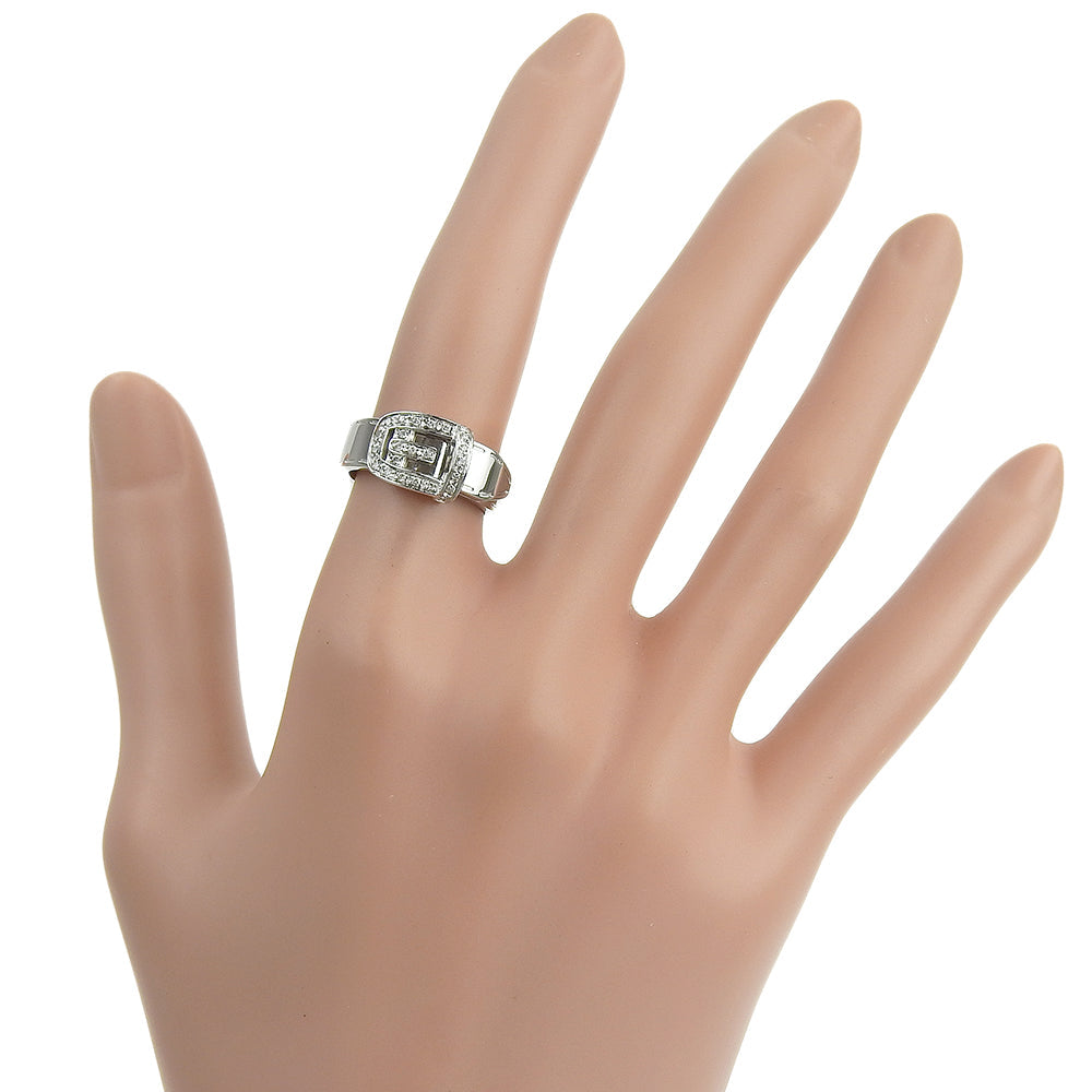 GUCCI Ring K18 White Gold, Diamond White gold belt ring Women 11 Used