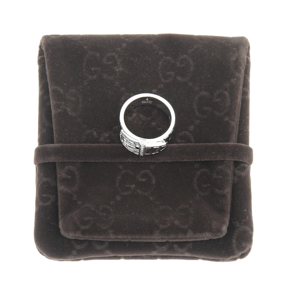 GUCCI Ring K18 White Gold, Diamond White gold belt ring Women 11 Used