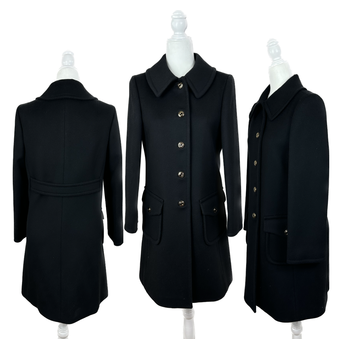 Gucci Black Wool Coat with Interlocking GG Buttons