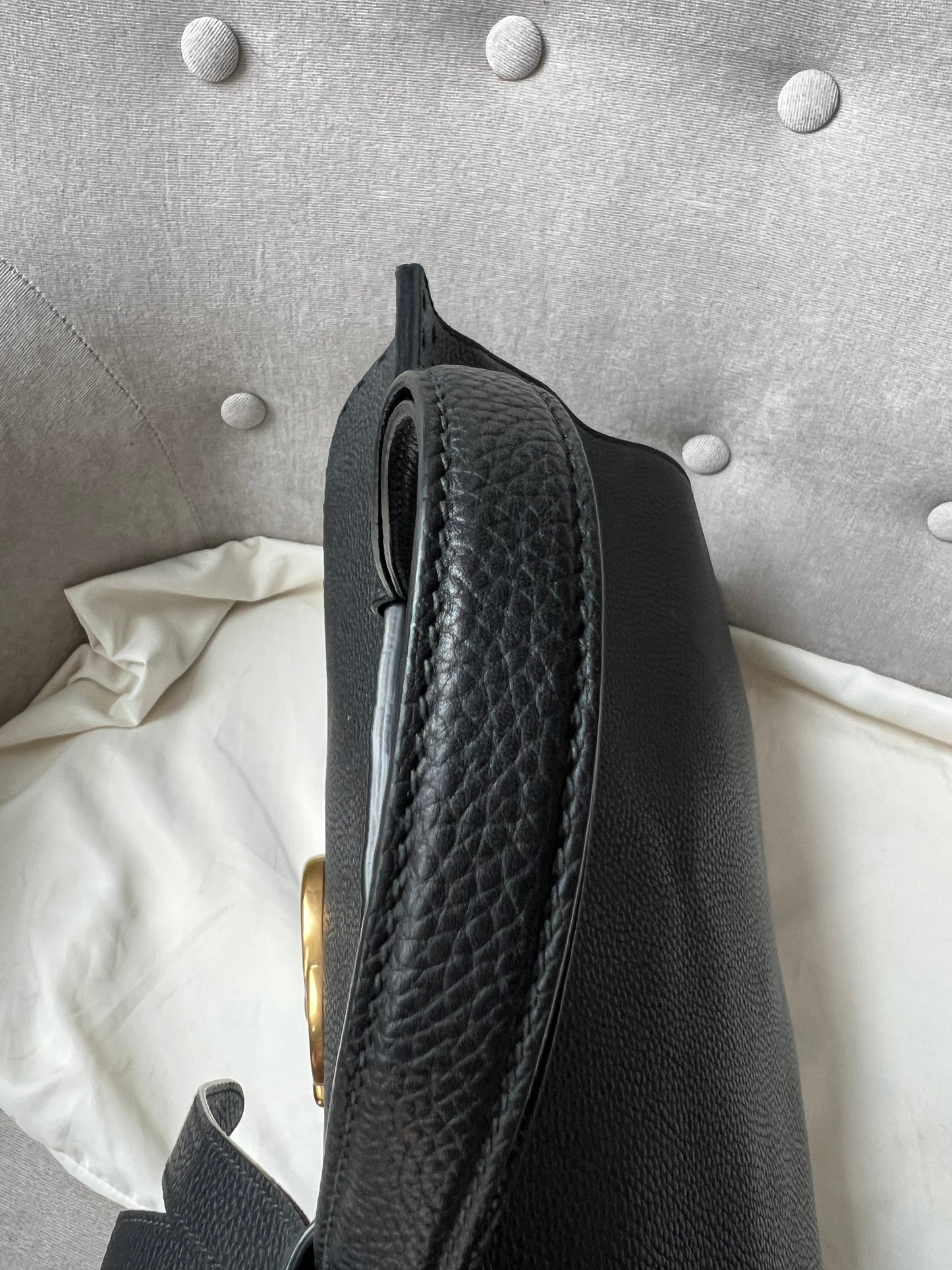 Gucci GG Black Marmont Medium Top Handle Bag