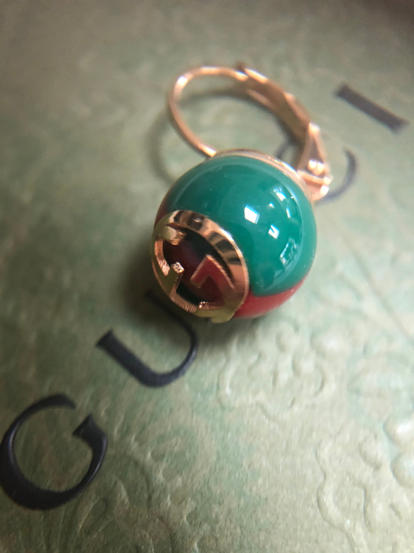 GUCCI Green Red Web Striped Earrings