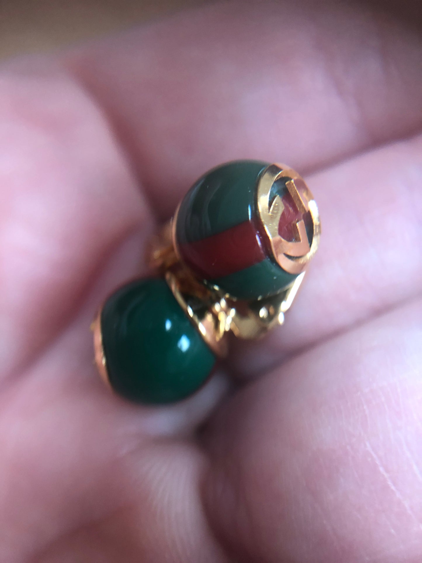 GUCCI Green Red Web Striped Earrings