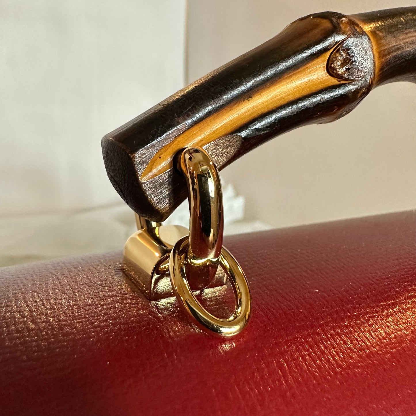 Gucci Bamboo Top Handle Padlock Shoulder Bag in Red