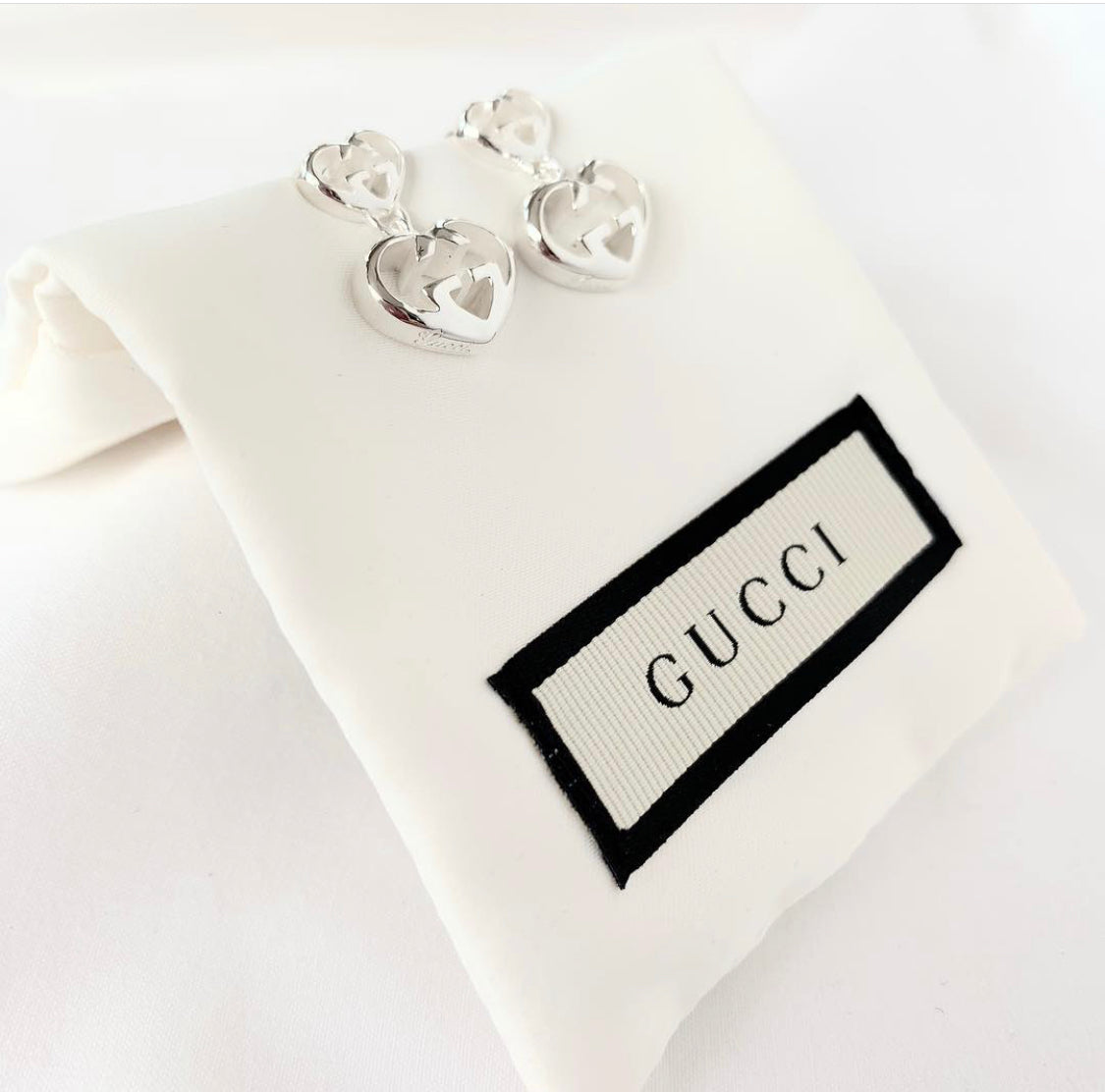 Gucci Love Britt G Heart Earrings in Silver