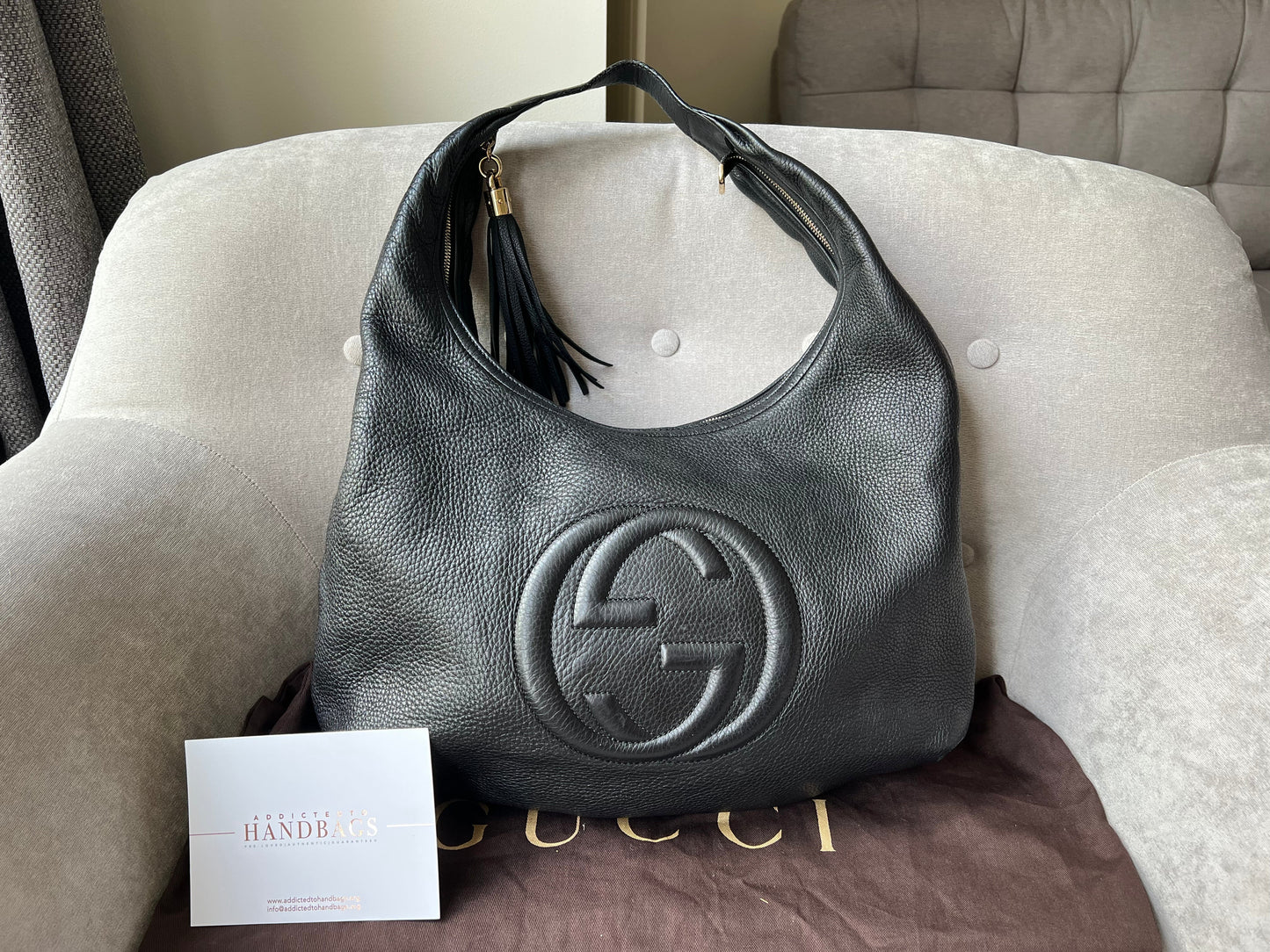 Gucci Soho Large Hobo in Black Pebbled Calfskin