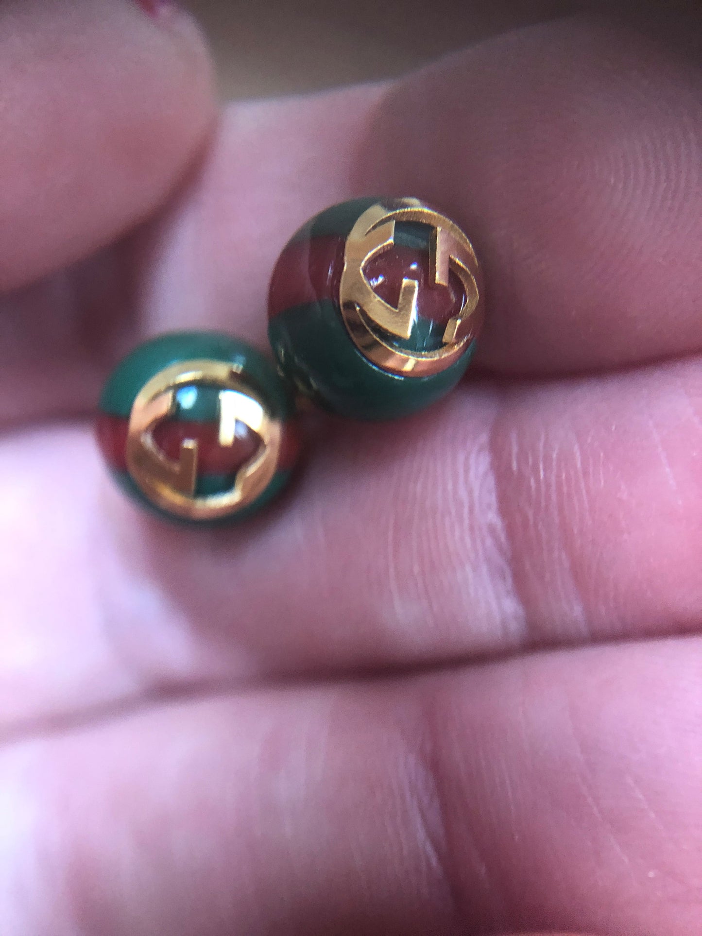 GUCCI Green Red Web Striped Earrings