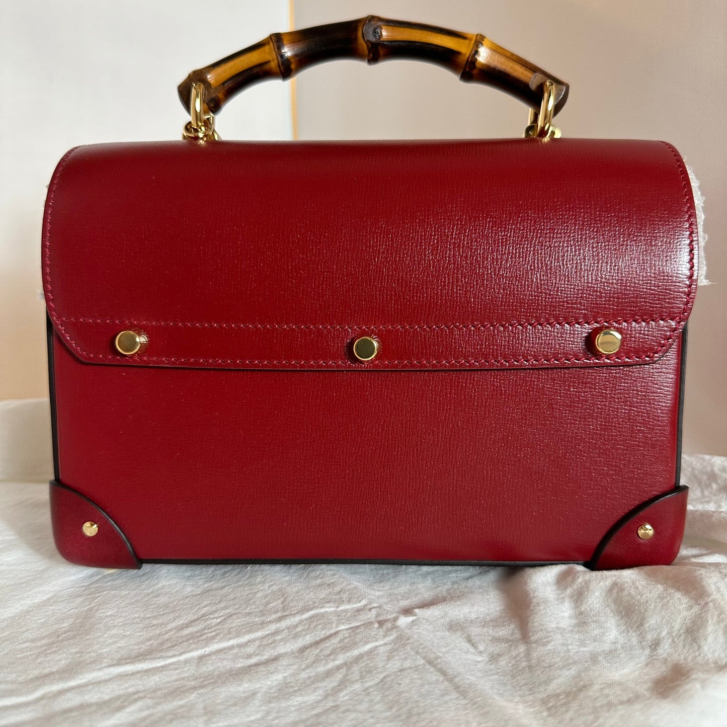 Gucci Bamboo Top Handle Padlock Shoulder Bag in Red