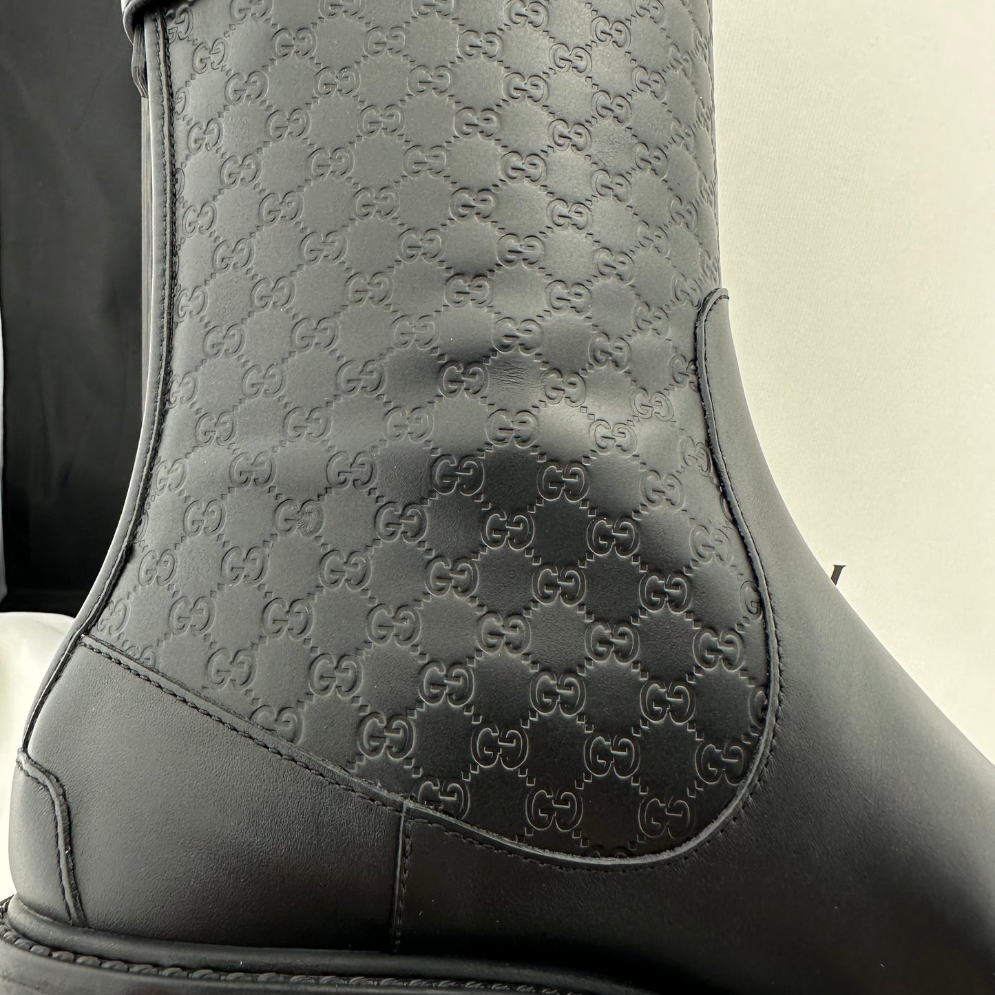 Gucci Black Leather Microguccissima Ankle Boots