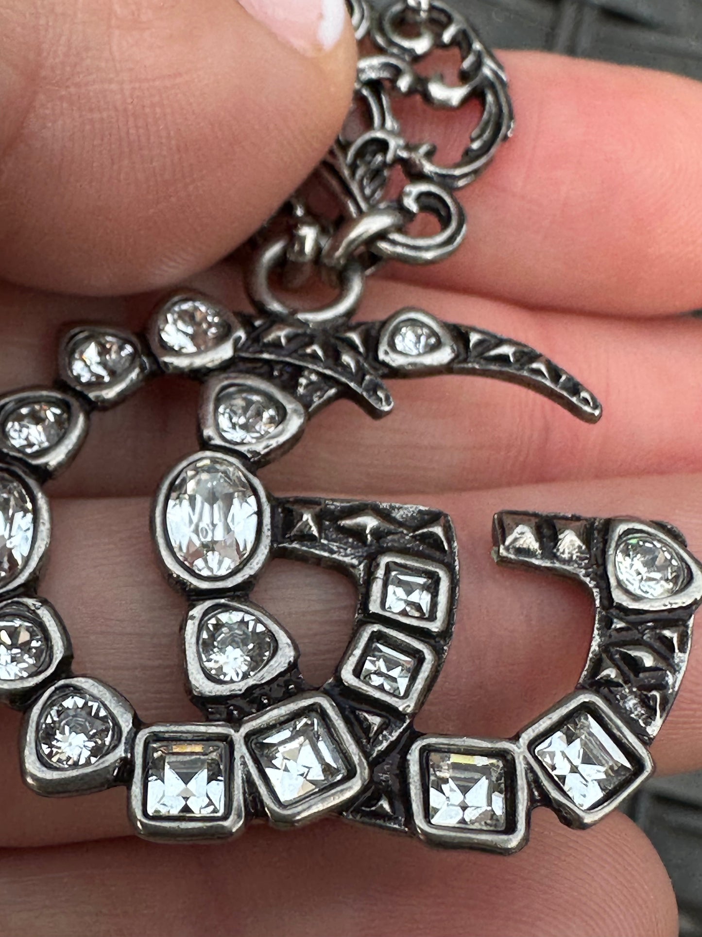 Gucci GG Marmont Crystal Necklace In Silver