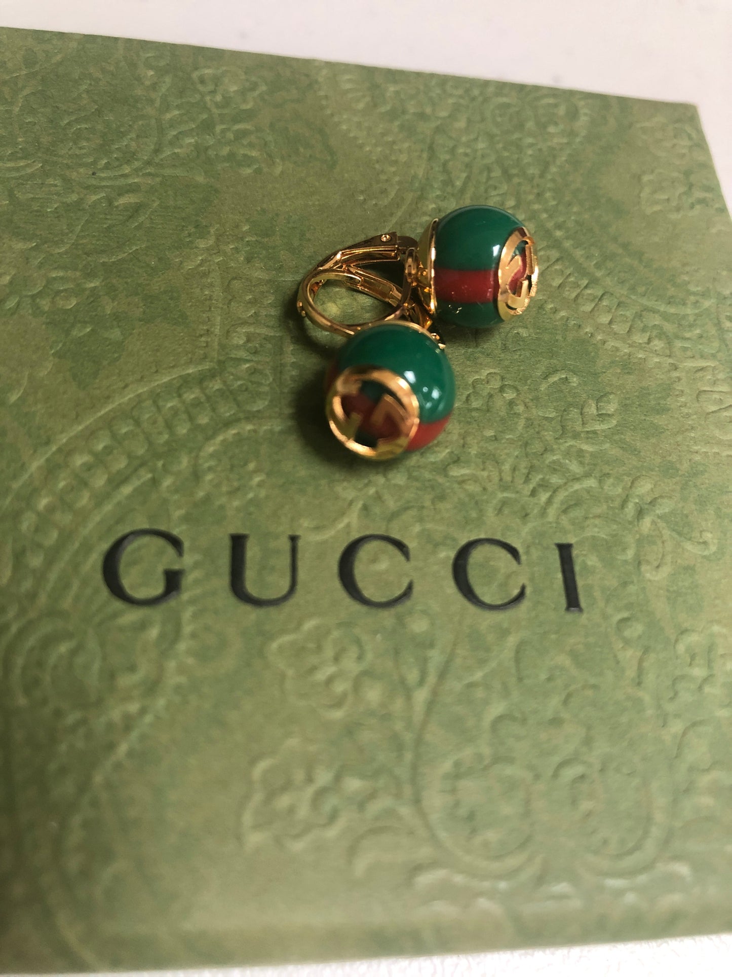 GUCCI Green Red Web Striped Earrings