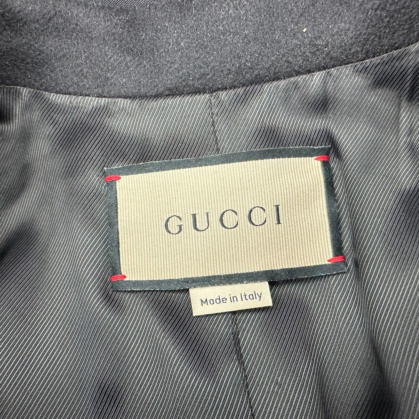 Gucci Black Wool Coat with Interlocking GG Buttons
