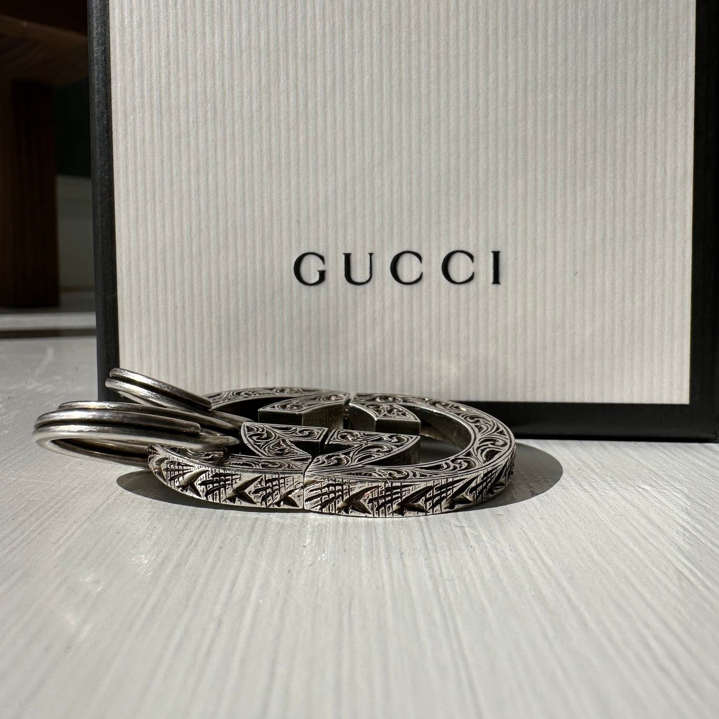Gucci Engraved Interlocking GG Key Chain