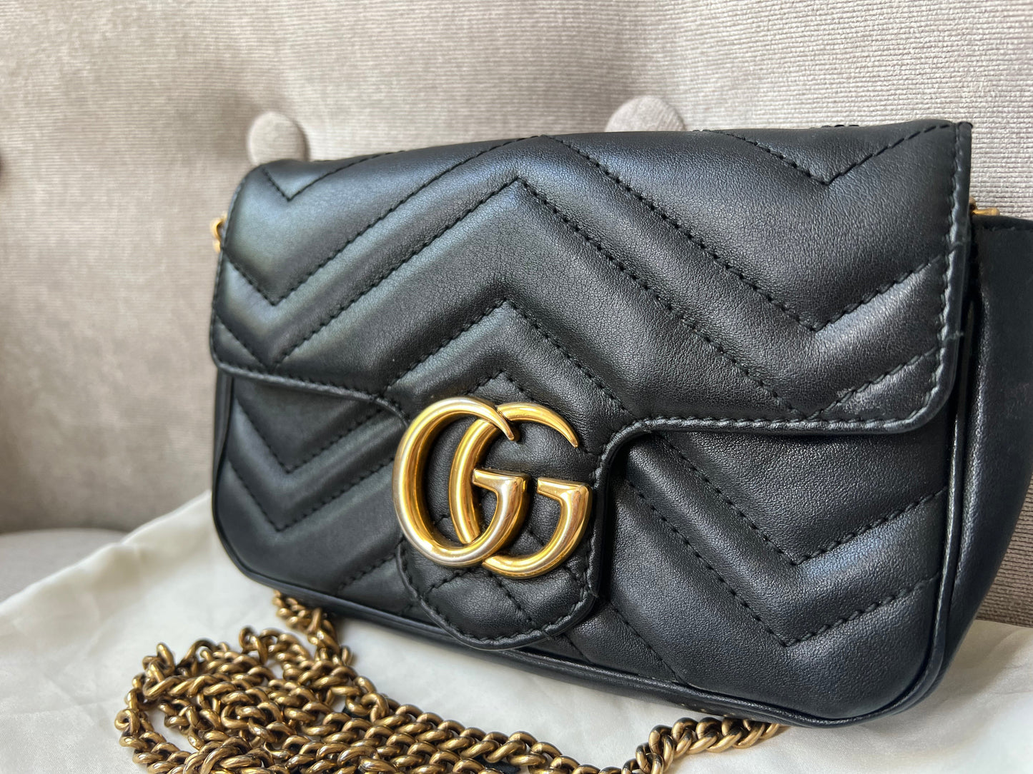 Gucci GG Black Marmont Super Mini Shoulder Bag