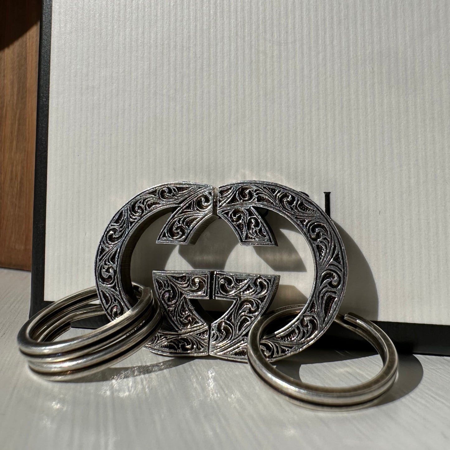 Gucci Engraved Interlocking GG Key Chain