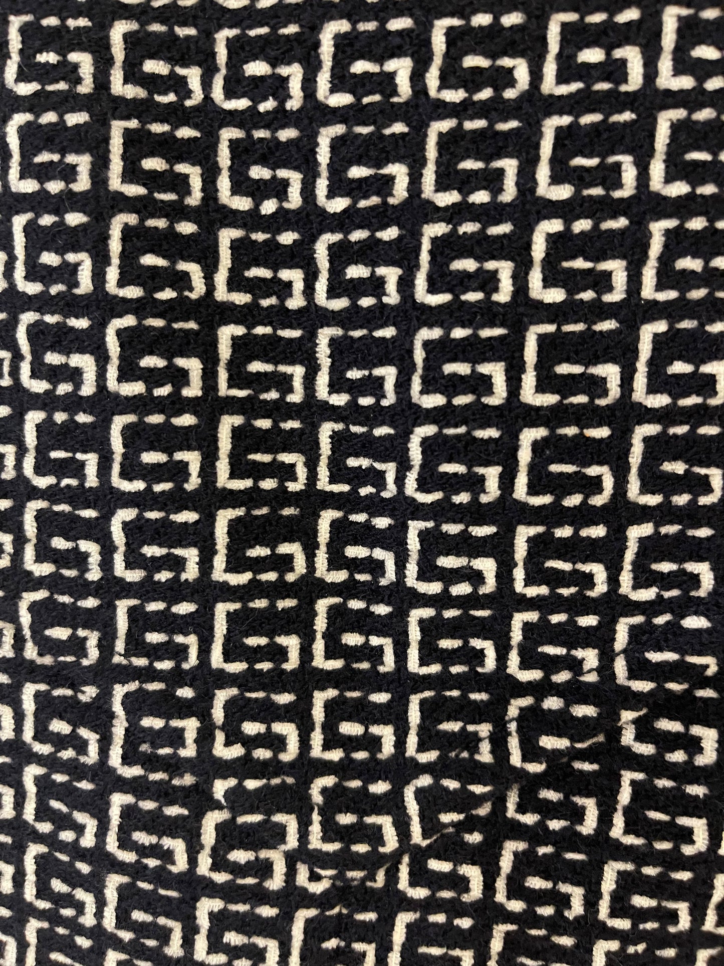 Gucci Navy and White Logo Printed Wool Skirt Size IT 40 (UK 8)