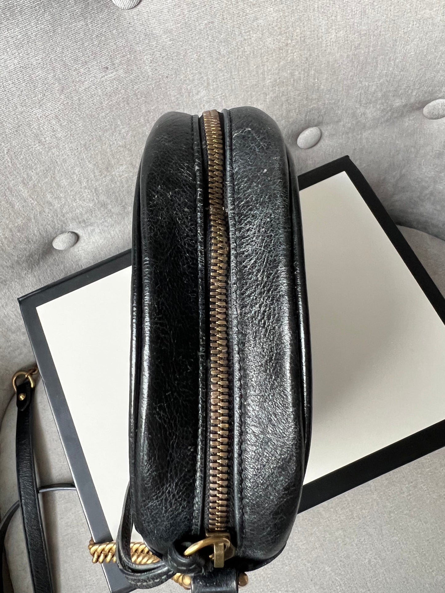 Gucci GG Round Black Marmont Small Shoulder Bag