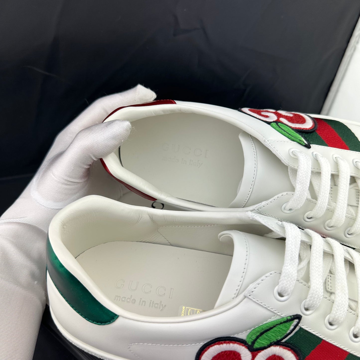 Gucci Ace Sneaker with GG Apple Patch and Signature Web