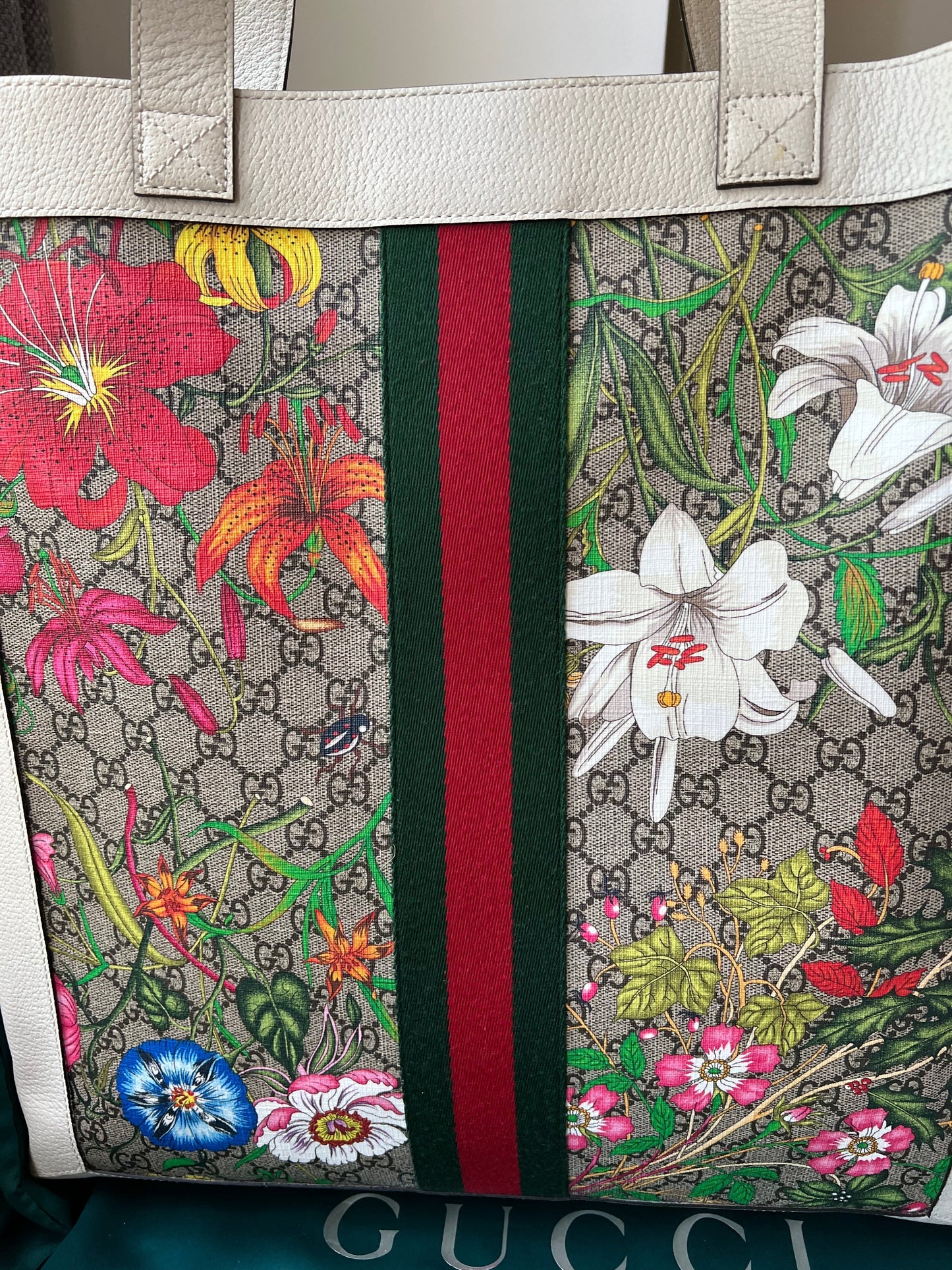 Gucci White Monogram Canvas Flora Large Ophidia Shopping Tote (RRP £1,250)