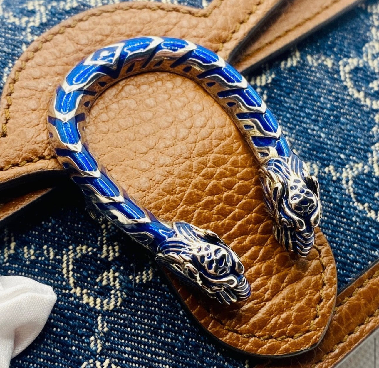 Gucci Super Mini Dionysus Shoulder Bag in GG Blue Denim