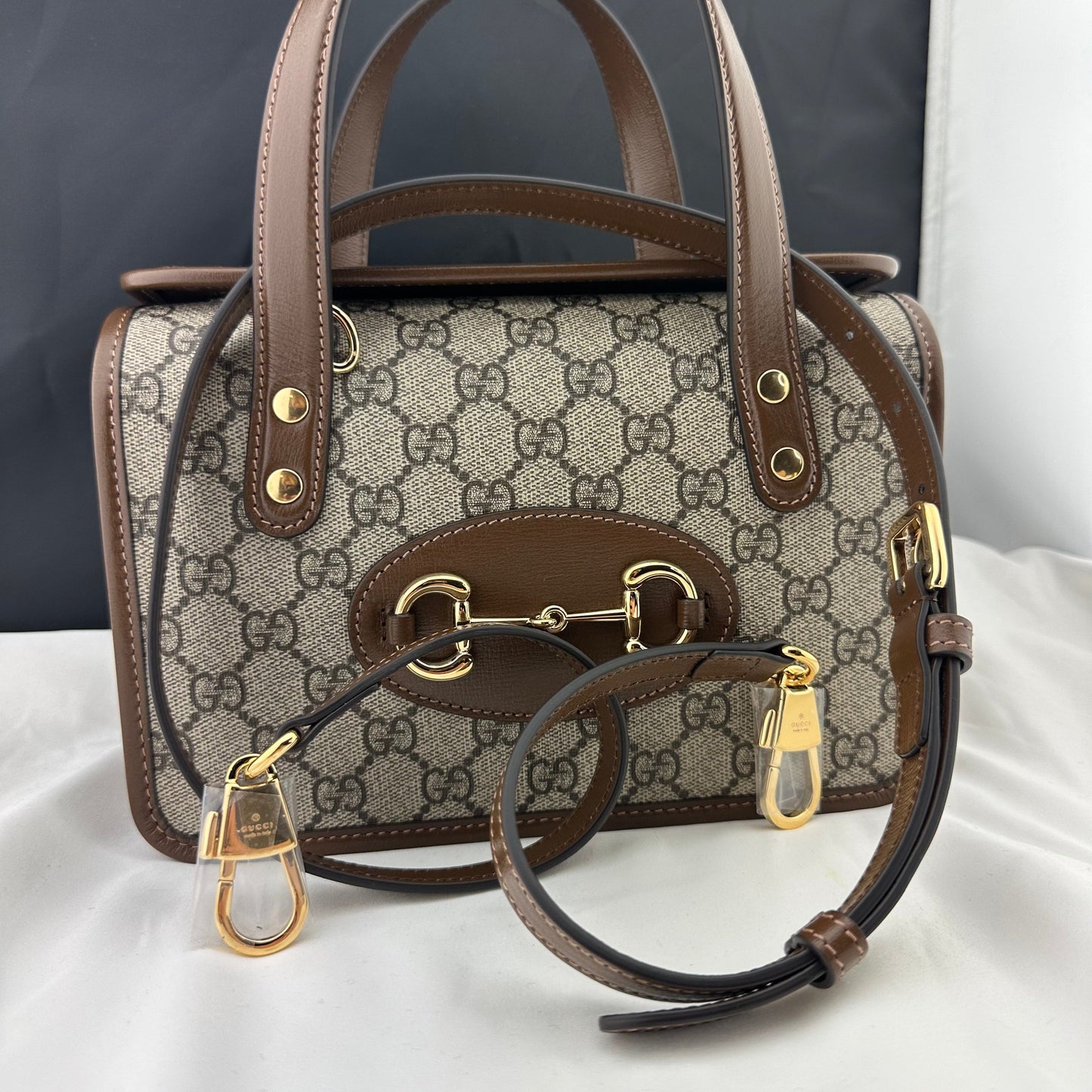 Gucci Horsebit 1955 GG Mini Top Handle Bag in Brown