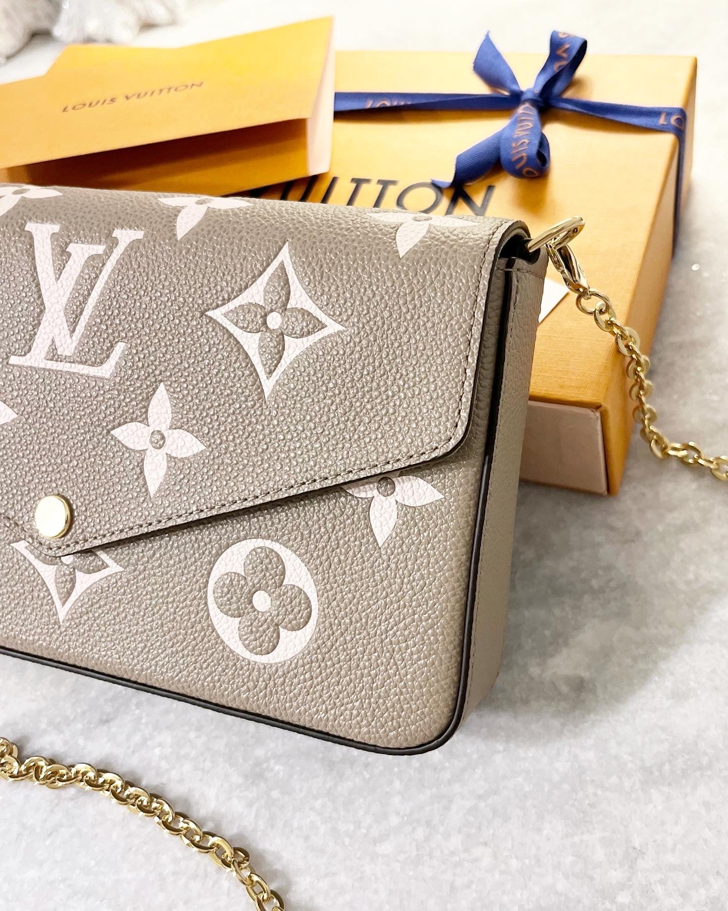 LOUIS VUITTON Felicie Pochette Monogram Empriente Leather Crossbody Bag