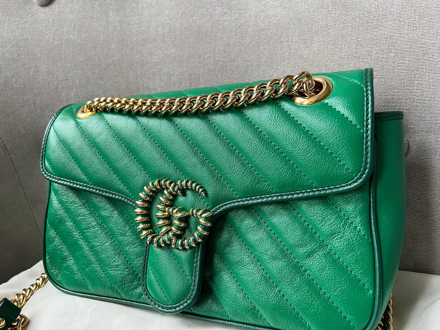 Gucci GG Green Torchon Marmont Small Shoulder Bag