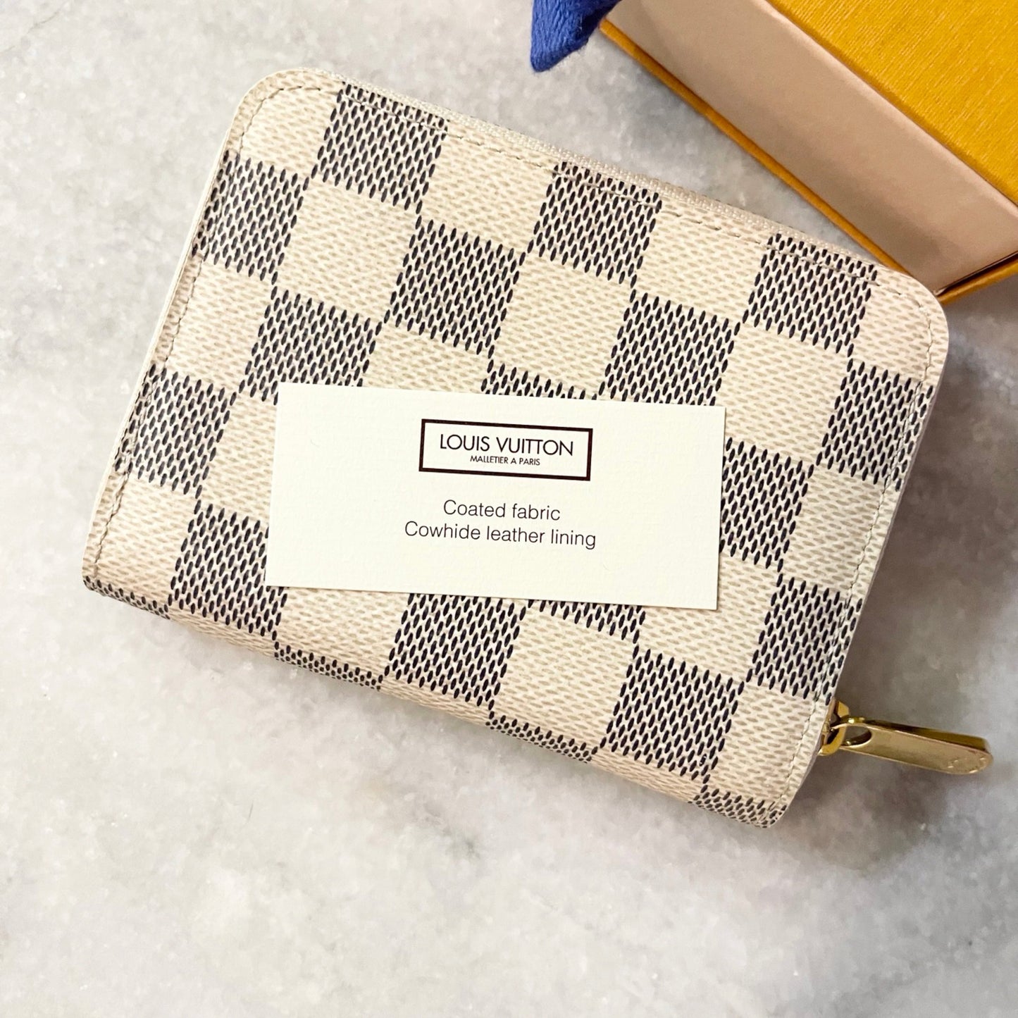 LOUIS VUITTON Damier Azur Zippy Coin Purse Padlock In Beige