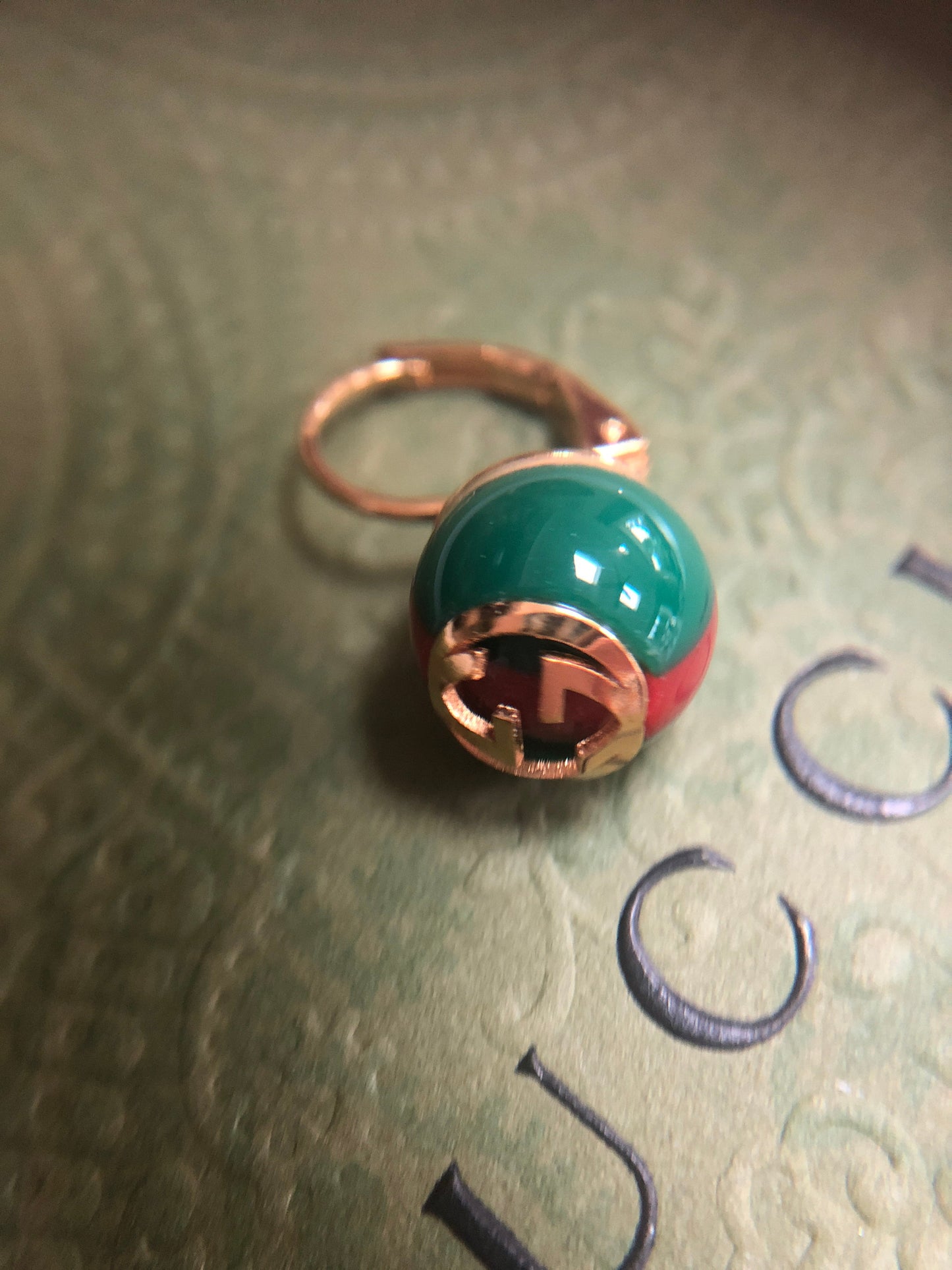 GUCCI Green Red Web Striped Earrings