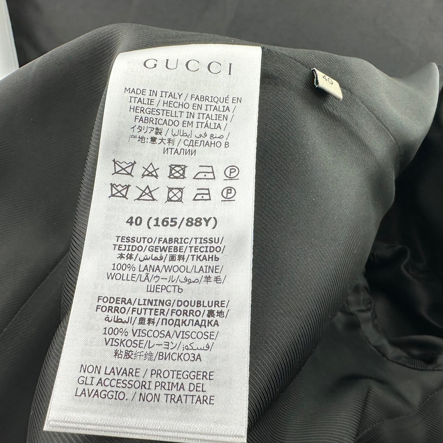Gucci Black Wool Coat with Interlocking GG Buttons