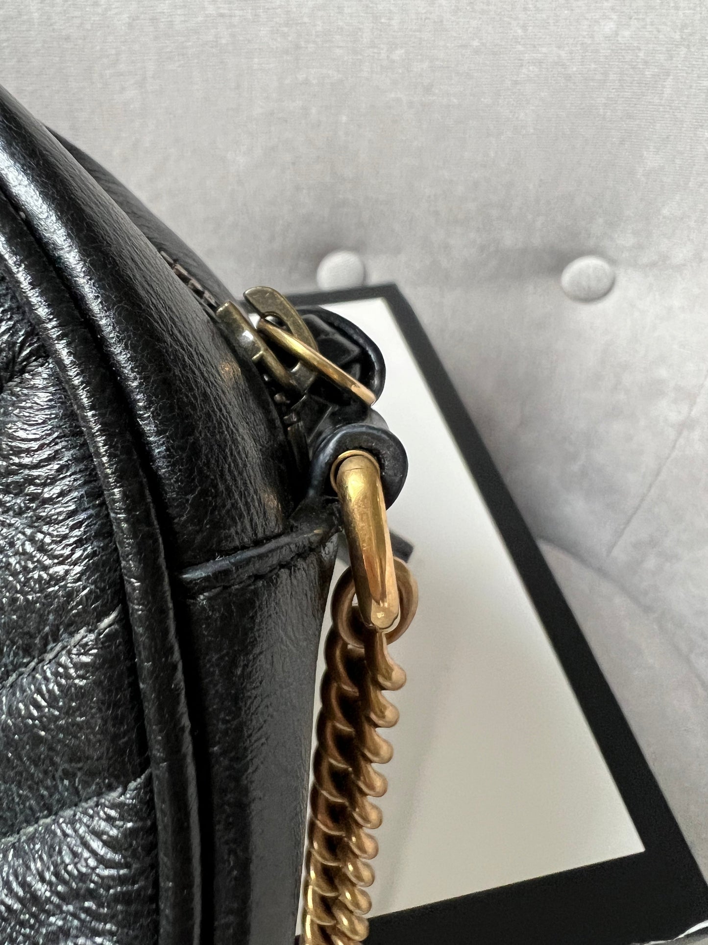 Gucci GG Round Black Marmont Small Shoulder Bag