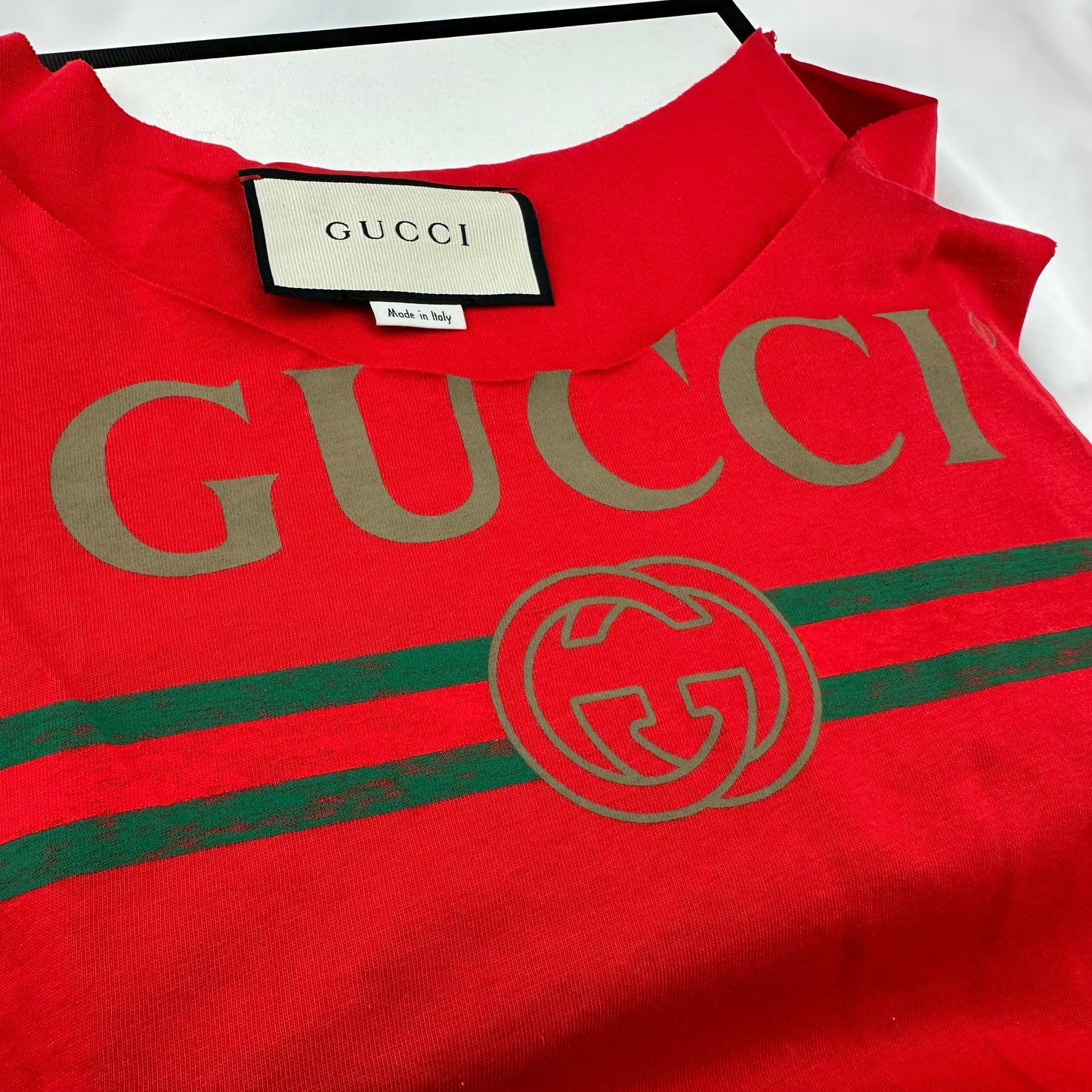 Gucci Vintage Logo Print Red Tank Top