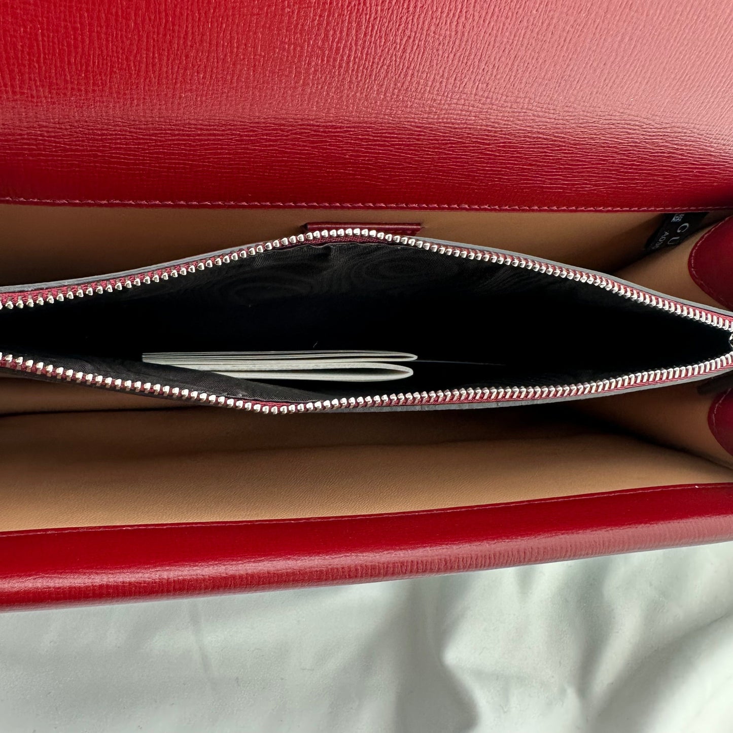Gucci Small Dionysus Shoulder Bag in Ivory and Blue with Red Trim