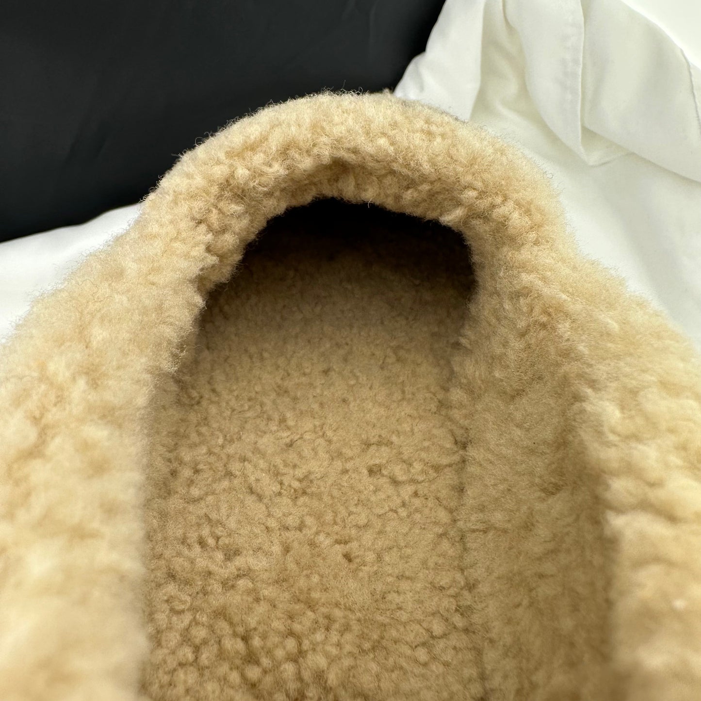 Gucci Interlocking GG Shearling Trim Loafers in Cream