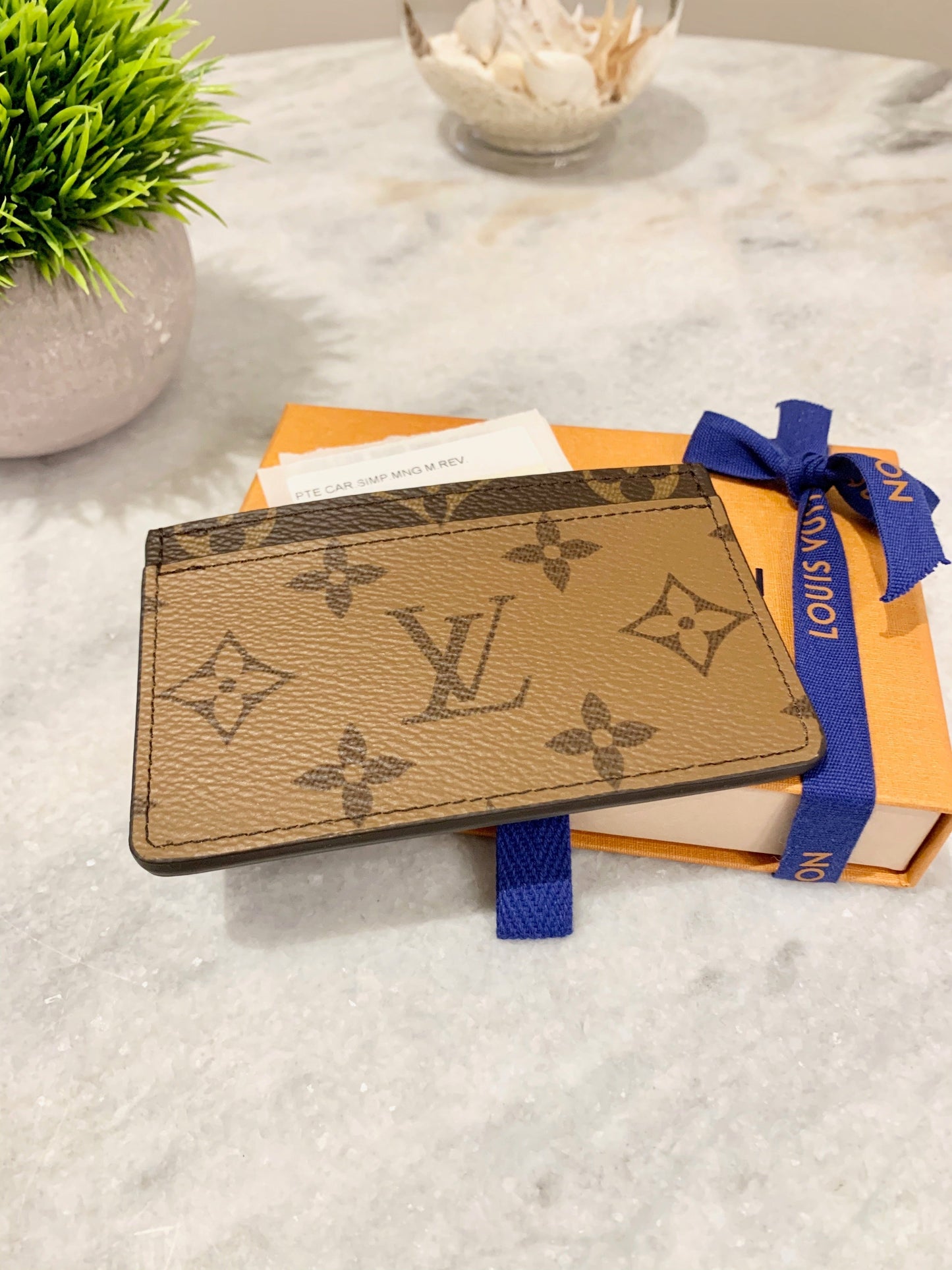 LOUIS VUITTON 2021 Monogram Reverse Canvas Card Holder